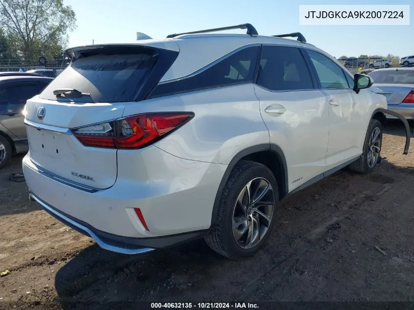 2019 Lexus Rx 450H L Base/450H L Luxury VIN: JTJDGKCA9K2007224 Lot: 40632135