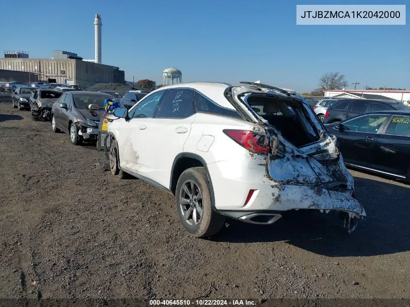 2019 Lexus Rx 350 VIN: JTJBZMCA1K2042000 Lot: 40645510