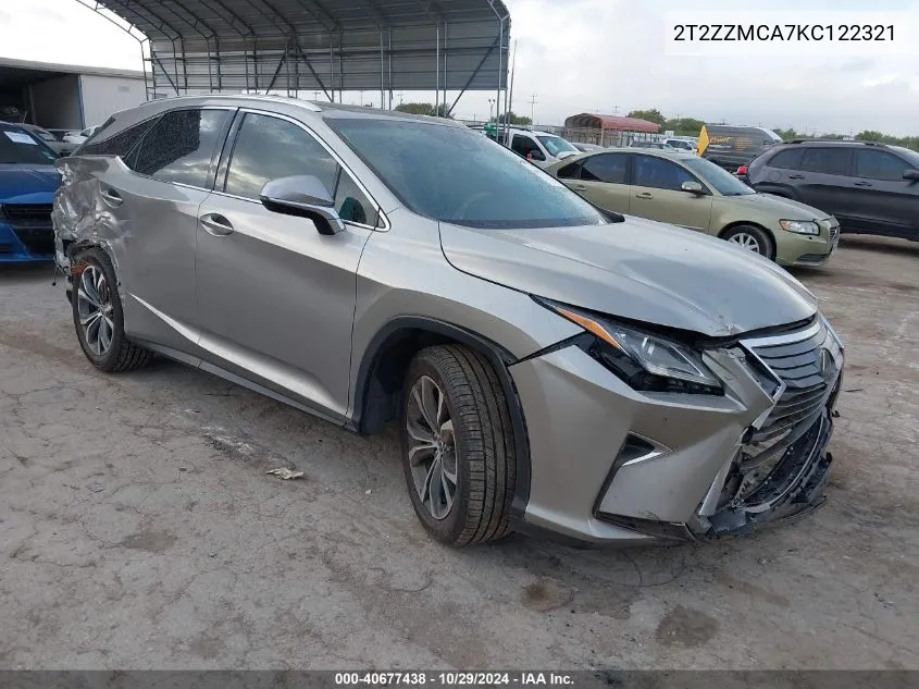 2019 Lexus Rx 350 VIN: 2T2ZZMCA7KC122321 Lot: 40677438