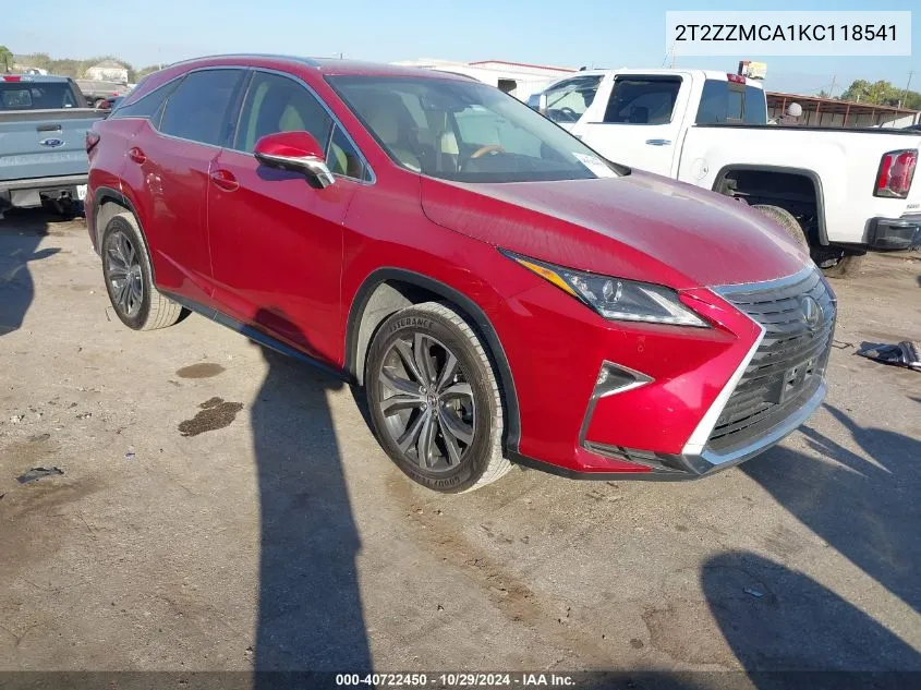 2019 Lexus Rx 350 VIN: 2T2ZZMCA1KC118541 Lot: 40722450