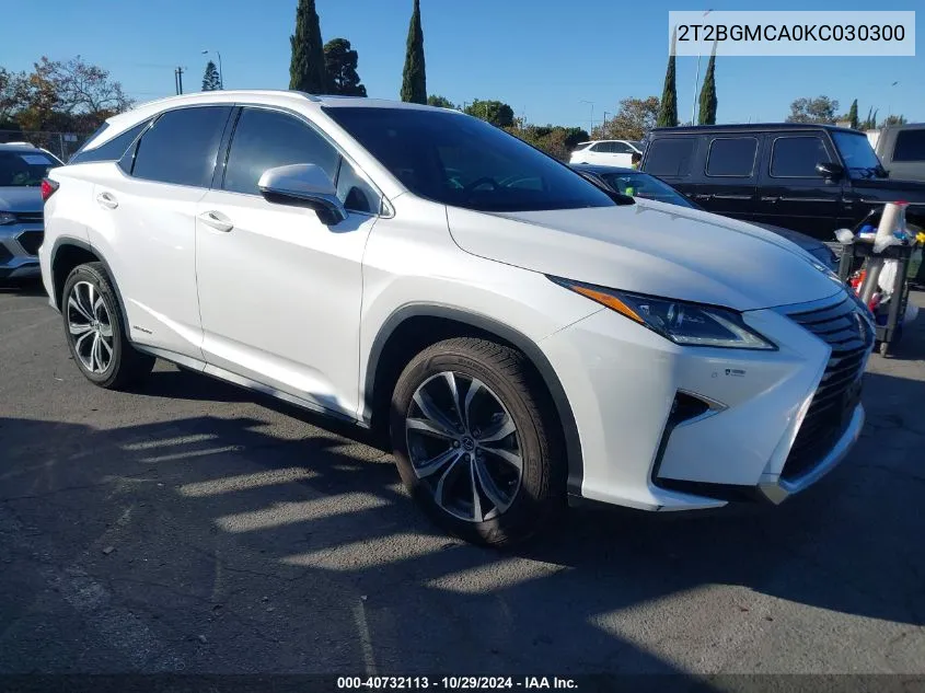 2019 Lexus Rx 450H VIN: 2T2BGMCA0KC030300 Lot: 40732113