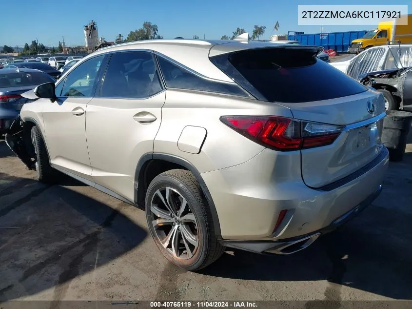 2019 Lexus Rx 350 VIN: 2T2ZZMCA6KC117921 Lot: 40765119