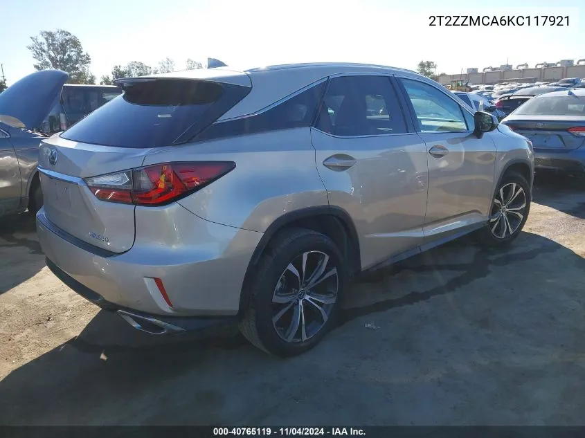 2019 Lexus Rx 350 VIN: 2T2ZZMCA6KC117921 Lot: 40765119