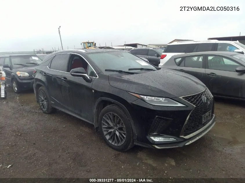 2020 Lexus Rx 450H F Sport Performance VIN: 2T2YGMDA2LC050316 Lot: 39331277