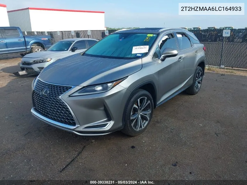 2020 Lexus Rx 350 VIN: 2T2HZMAA6LC164933 Lot: 39338231