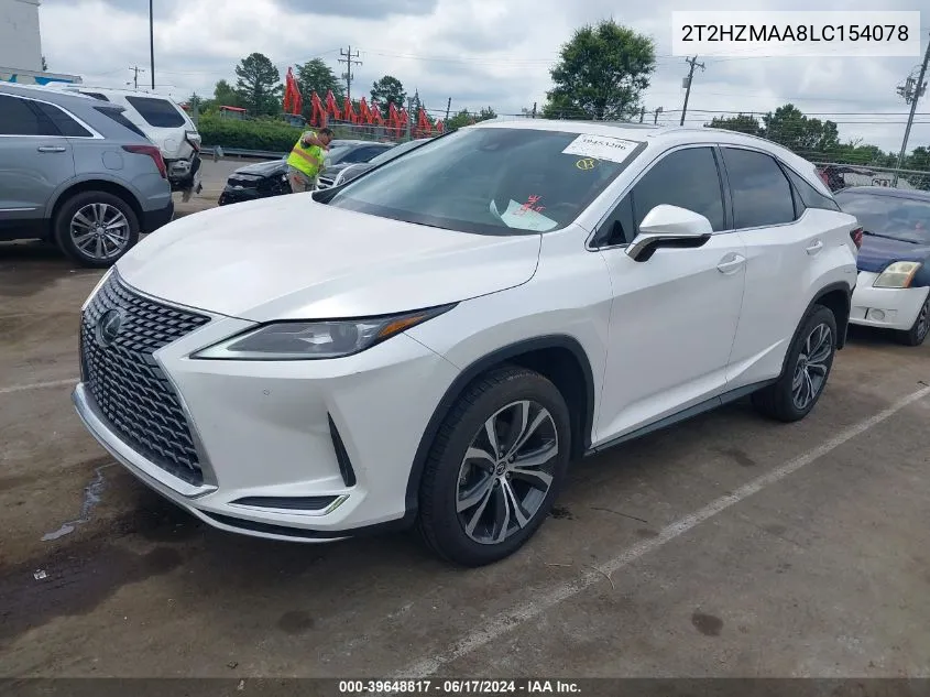 2020 Lexus Rx 350 VIN: 2T2HZMAA8LC154078 Lot: 39648817