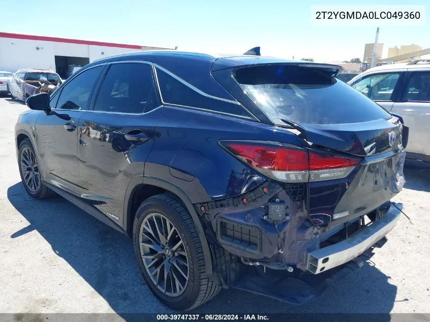 2020 Lexus Rx 450H F Sport Performance VIN: 2T2YGMDA0LC049360 Lot: 39747337