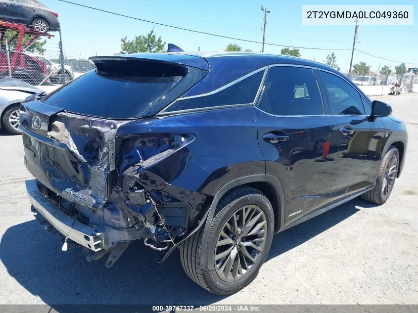 2020 Lexus Rx 450H F Sport Performance VIN: 2T2YGMDA0LC049360 Lot: 39747337