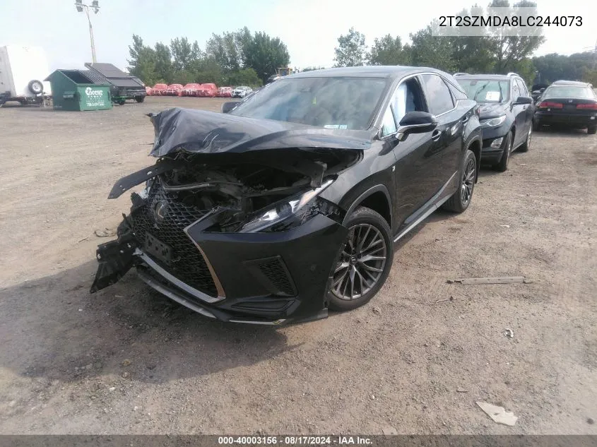 2020 Lexus Rx 350 F Sport VIN: 2T2SZMDA8LC244073 Lot: 40003156