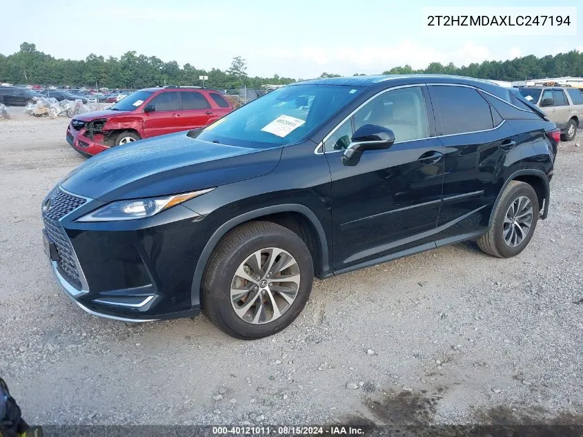 2020 Lexus Rx 350 VIN: 2T2HZMDAXLC247194 Lot: 40121011