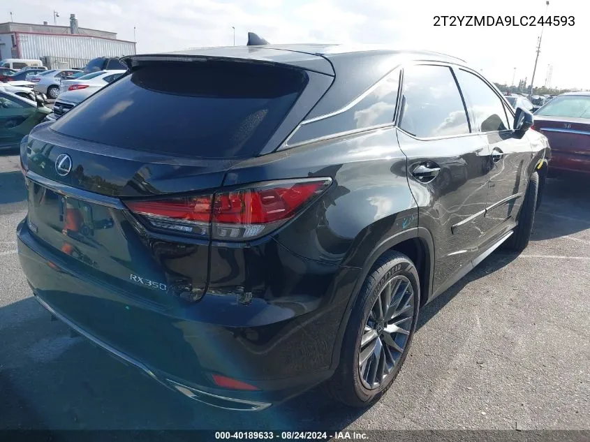 2020 Lexus Rx 350 F Sport Performance VIN: 2T2YZMDA9LC244593 Lot: 40189633