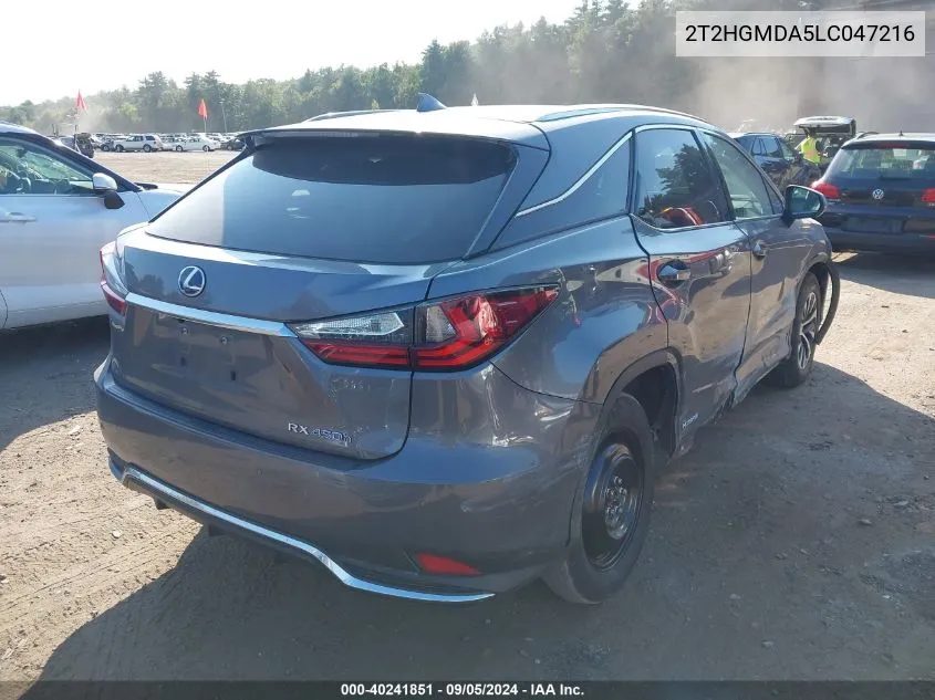 2020 Lexus Rx 450H VIN: 2T2HGMDA5LC047216 Lot: 40241851