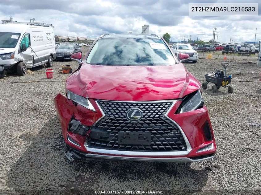 2020 Lexus Rx 350 VIN: 2T2HZMDA9LC216583 Lot: 40337157