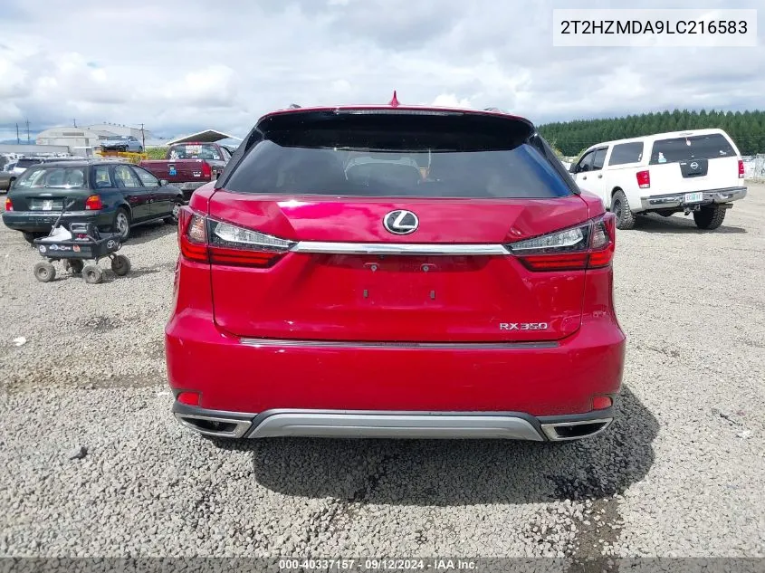 2020 Lexus Rx 350 VIN: 2T2HZMDA9LC216583 Lot: 40337157