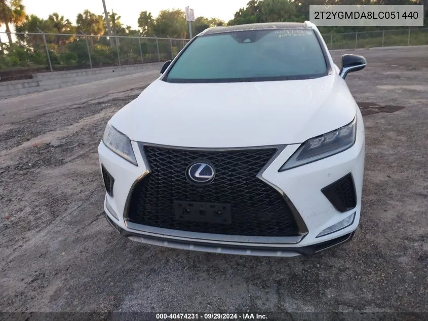 2020 Lexus Rx 450H F Sport VIN: 2T2YGMDA8LC051440 Lot: 40474231