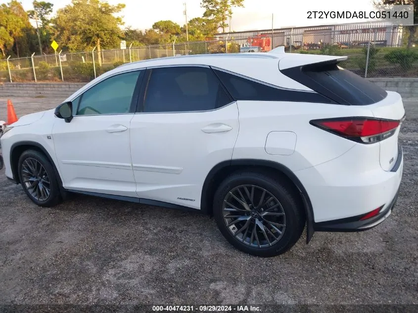 2020 Lexus Rx 450H F Sport VIN: 2T2YGMDA8LC051440 Lot: 40474231