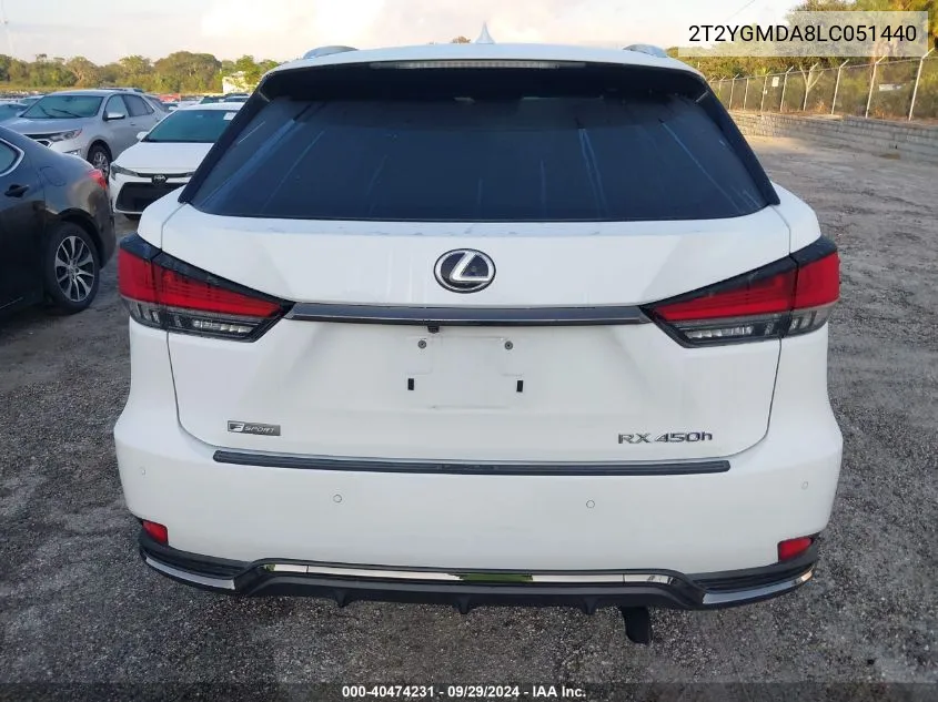 2020 Lexus Rx 450H F Sport VIN: 2T2YGMDA8LC051440 Lot: 40474231