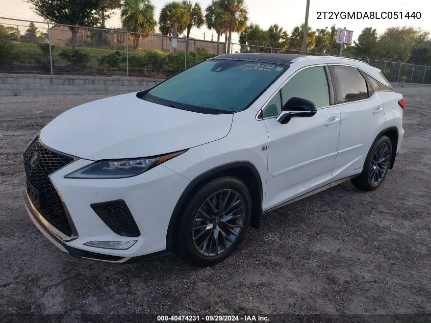 2020 Lexus Rx 450H F Sport VIN: 2T2YGMDA8LC051440 Lot: 40474231