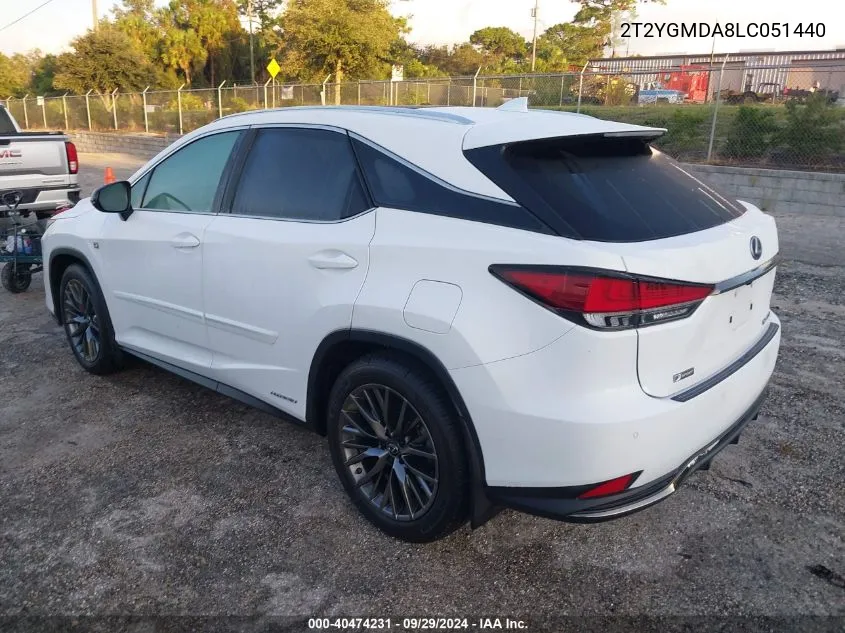 2020 Lexus Rx 450H F Sport VIN: 2T2YGMDA8LC051440 Lot: 40474231