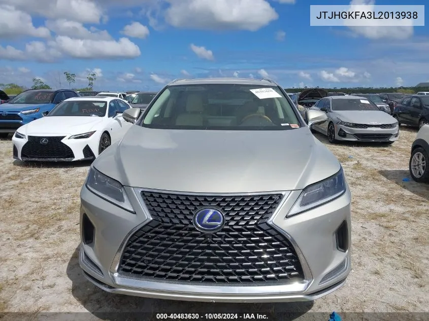 2020 Lexus Rx 450H L VIN: JTJHGKFA3L2013938 Lot: 40483630