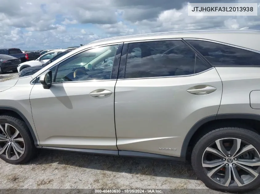 2020 Lexus Rx 450H L VIN: JTJHGKFA3L2013938 Lot: 40483630