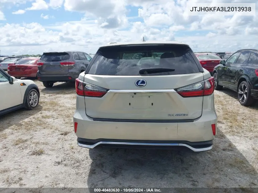 2020 Lexus Rx 450H L VIN: JTJHGKFA3L2013938 Lot: 40483630