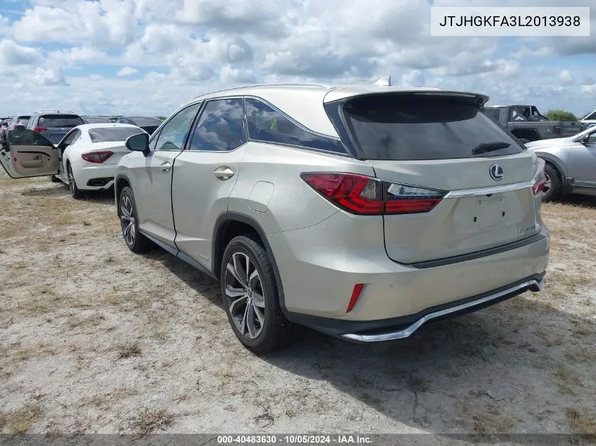 2020 Lexus Rx 450H L VIN: JTJHGKFA3L2013938 Lot: 40483630