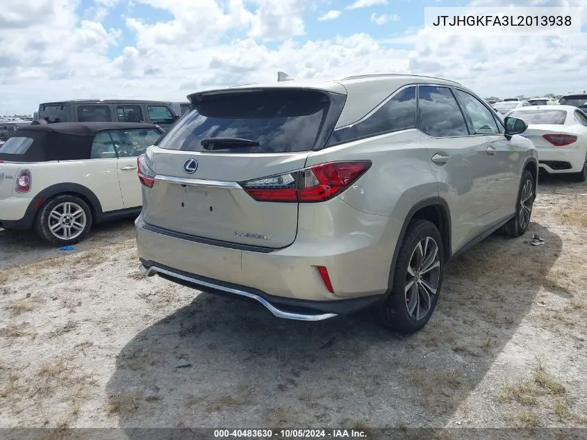 2020 Lexus Rx 450H L VIN: JTJHGKFA3L2013938 Lot: 40483630