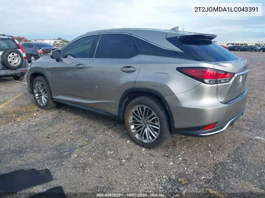 2020 Lexus Rx 450H VIN: 2T2JGMDA1LC043391 Lot: 40530201