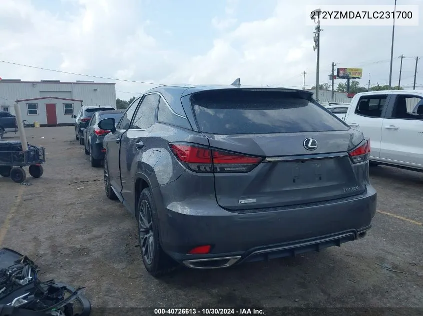 2020 Lexus Rx 350 F Sport Performance VIN: 2T2YZMDA7LC231700 Lot: 40726613