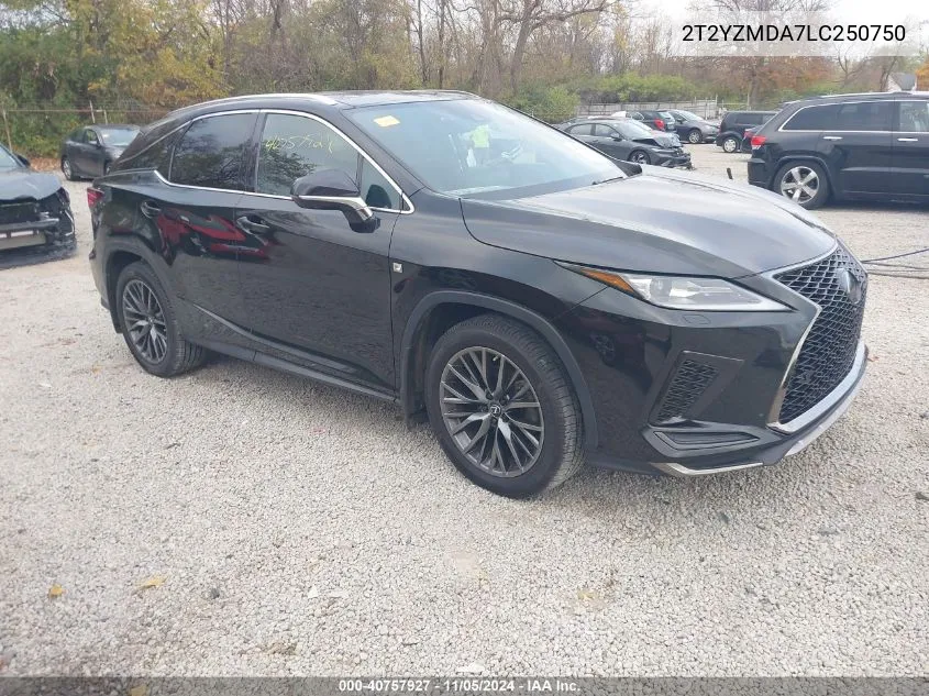 2020 Lexus Rx 350 F Sport Performance VIN: 2T2YZMDA7LC250750 Lot: 40757927