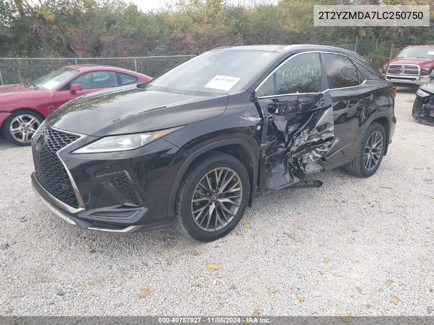 2020 Lexus Rx 350 F Sport Performance VIN: 2T2YZMDA7LC250750 Lot: 40757927