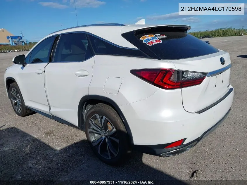 2020 Lexus Rx 350 VIN: 2T2HZMAA4LC170598 Lot: 40857931