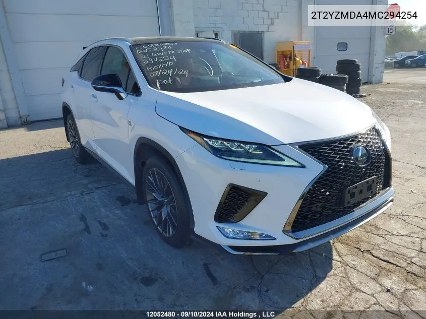 2021 Lexus Rx 350 F Sport VIN: 2T2YZMDA4MC294254 Lot: 12052480