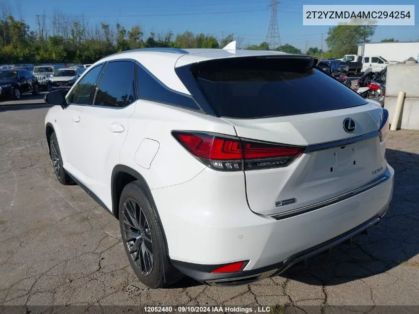 2021 Lexus Rx 350 F Sport VIN: 2T2YZMDA4MC294254 Lot: 12052480