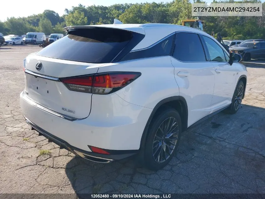 2T2YZMDA4MC294254 2021 Lexus Rx 350 F Sport