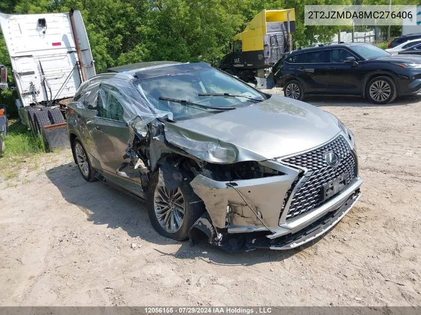 2021 Lexus Rx 350 Base/350 Premium/350 Premium Plus/350 Luxury/350 F-Sport VIN: 2T2JZMDA8MC276406 Lot: 12056155