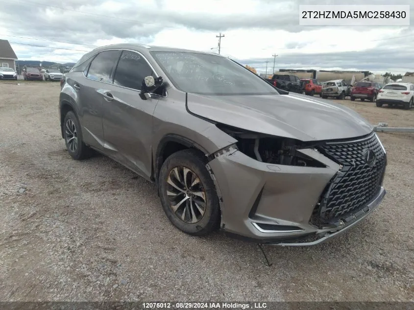 2021 Lexus Rx 350 VIN: 2T2HZMDA5MC258430 Lot: 12075012