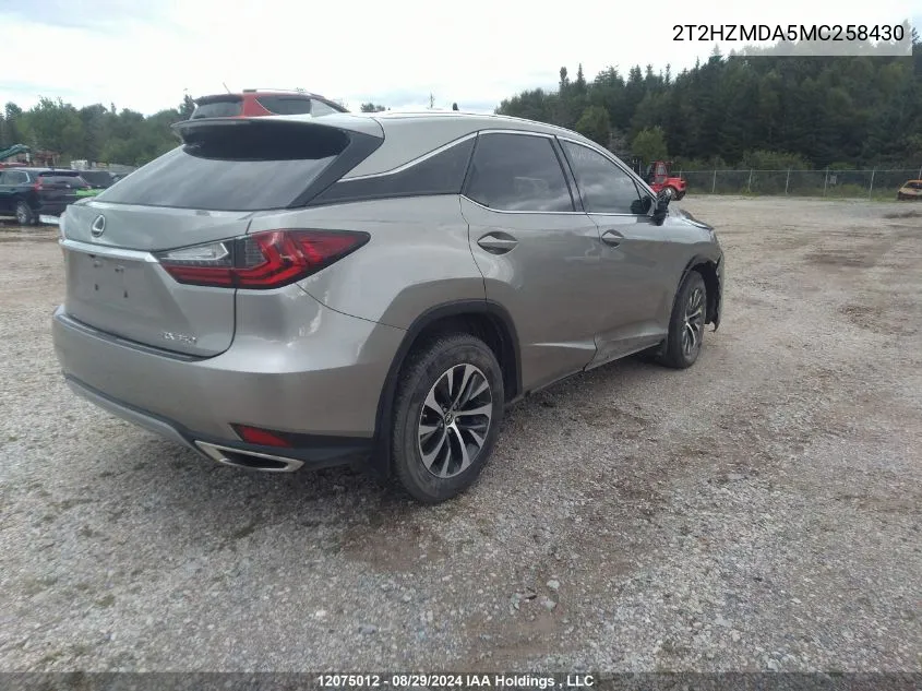 2021 Lexus Rx 350 VIN: 2T2HZMDA5MC258430 Lot: 12075012