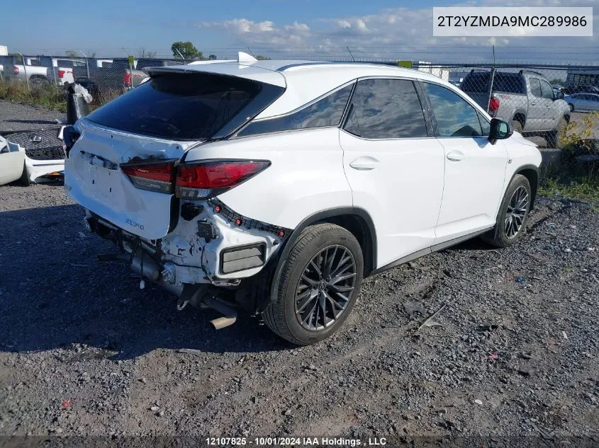 2021 Lexus Rx 350 F Sport VIN: 2T2YZMDA9MC289986 Lot: 12107825