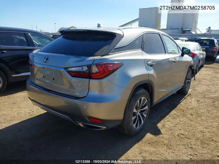 2021 Lexus Rx 350 VIN: 2T2HZMDA7MC258705 Lot: 12113300