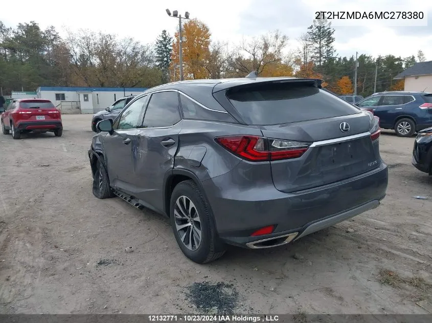 2021 Lexus Rx 350 VIN: 2T2HZMDA6MC278380 Lot: 12132771