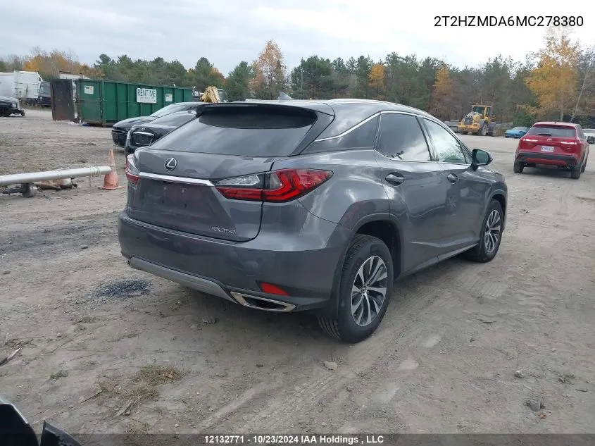 2021 Lexus Rx 350 VIN: 2T2HZMDA6MC278380 Lot: 12132771