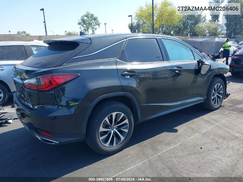 2021 Lexus Rx 350 VIN: 2T2AZMAA4MC206406 Lot: 39807505