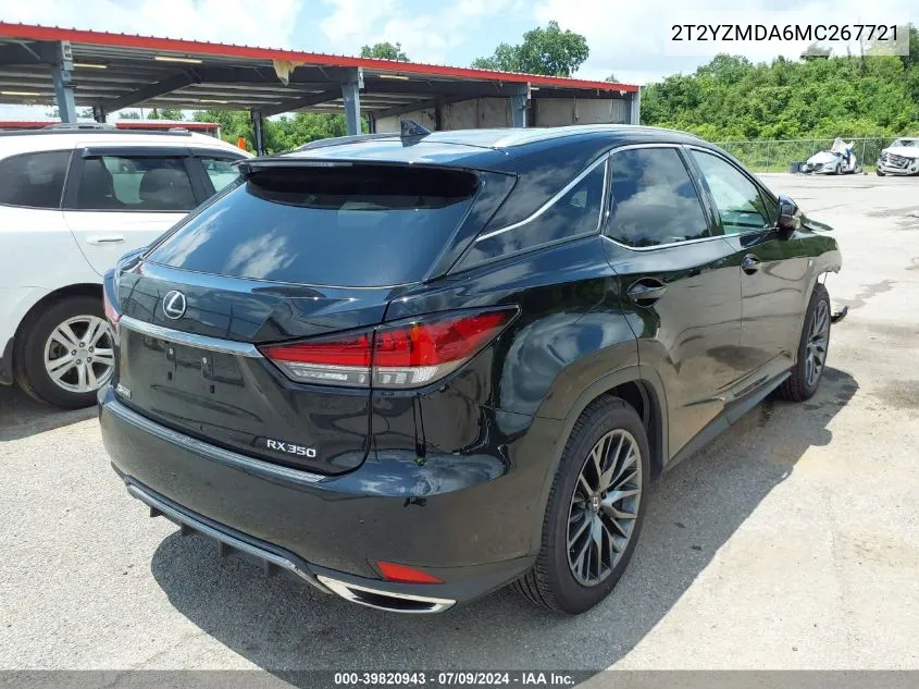 2021 Lexus Rx 350 F Sport Handling VIN: 2T2YZMDA6MC267721 Lot: 39820943