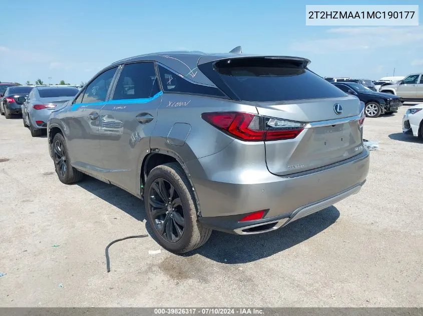 2021 Lexus Rx 350 VIN: 2T2HZMAA1MC190177 Lot: 39826317