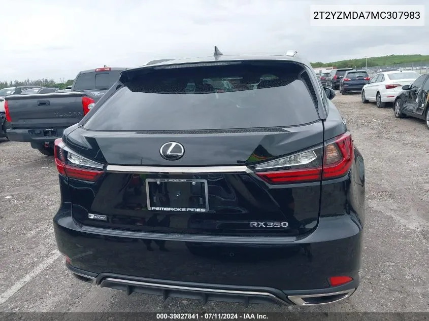 2021 Lexus Rx 350 F Sport Handling VIN: 2T2YZMDA7MC307983 Lot: 39827841