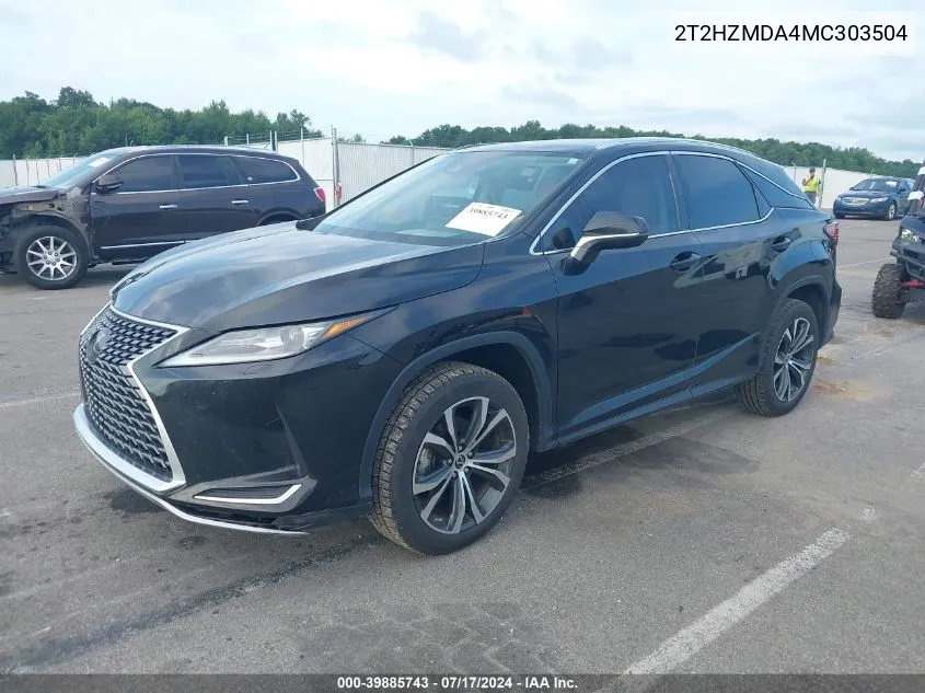 2021 Lexus Rx 350 VIN: 2T2HZMDA4MC303504 Lot: 39885743