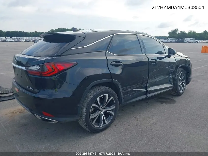 2021 Lexus Rx 350 VIN: 2T2HZMDA4MC303504 Lot: 39885743