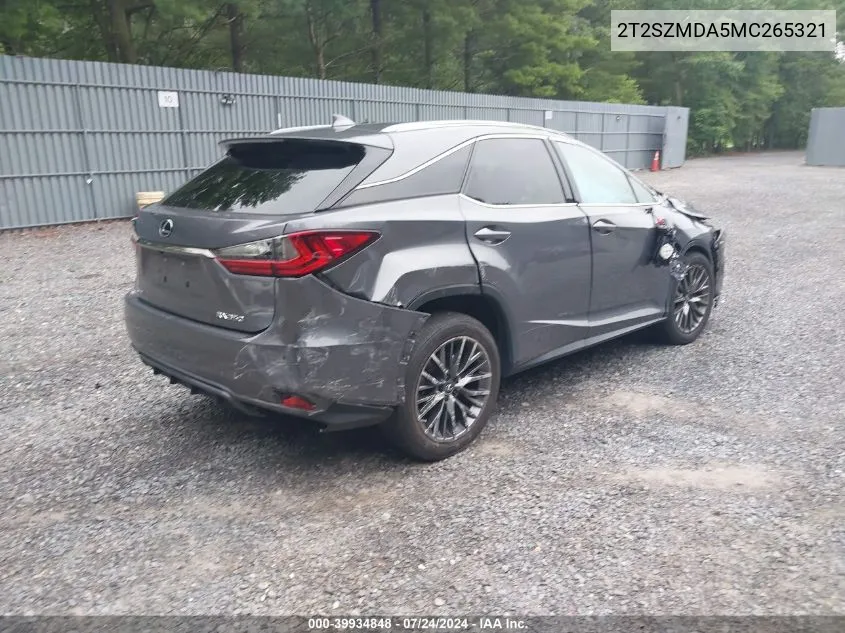 2T2SZMDA5MC265321 2021 Lexus Rx 350 F Sport Appearance